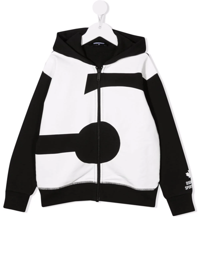 Dsquared2 Kids' Panelled Zip-up Jacket In Black