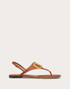 Valentino Vlogo Signature Flat Thong Sandal In Grainy Calfskin In Saddle Brown