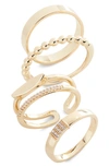 Nordstrom Set Of 4 Stacking Rings In Clear- Gold