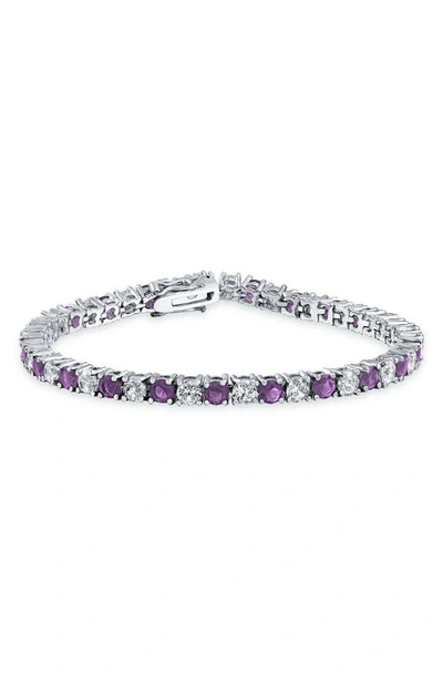 Bling Jewelry Sterling Silver Cz Tennis Bracelet In Purple