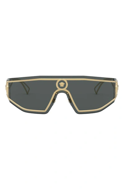 Versace Shield Sunglasses In Gold/ Grey