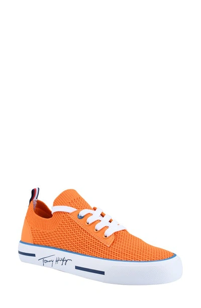 Tommy Hilfiger Women's Gessie Stretch Knit Sneakers Women's Shoes In Orange