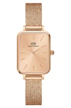 Daniel Wellington Women's Quadro Unitone Rose Gold-tone Stainless Steel Watch 20 X 26mm In Rose Gold Unitone