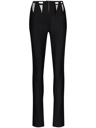 Mugler Mesh-inserts High-waisted Trousers In Black