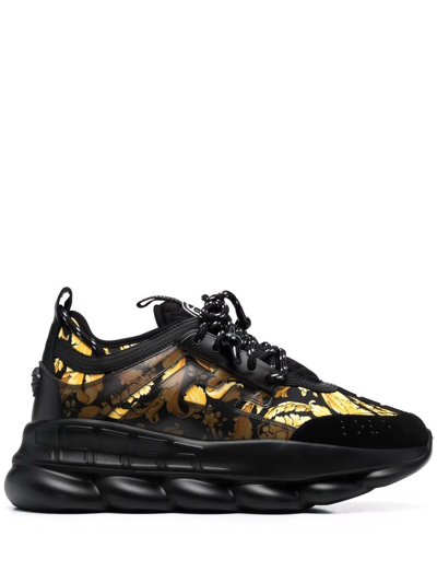 Versace Chain Reaction Chunky Sneakers In Black