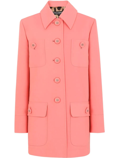 Dolce & Gabbana Short Double Wool Coat In Rosado