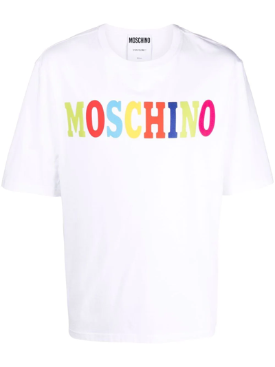 Moschino Color Block T-shirt With Logo In Weiss