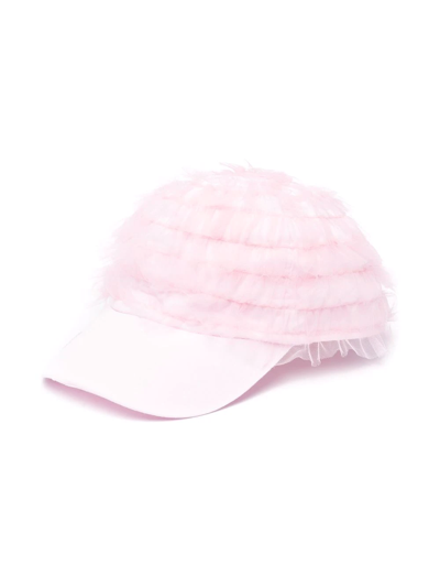 Monnalisa Kids' Ruffled Baseball Cap In Wisteria