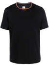 Paul Smith Stripes Logo Collar T-shirt In Schwarz