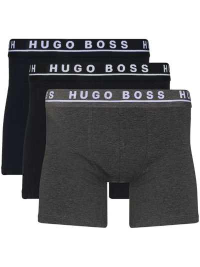 Hugo Boss Logo-waistband Three-pack Boxer Shorts In Blue