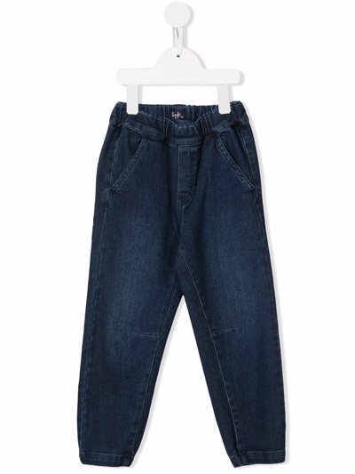 Il Gufo Kids' Tapered Elasticated-waist Trousers In Blue