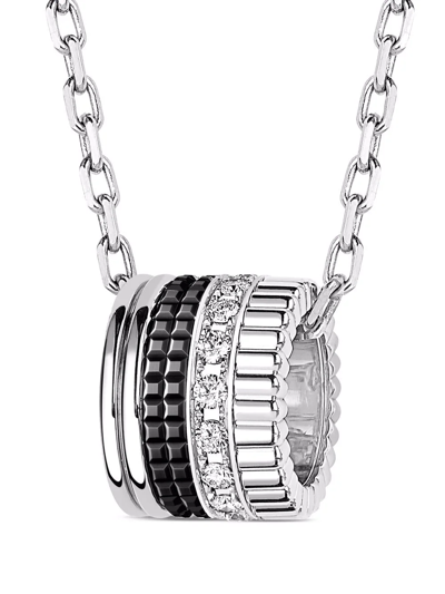 Boucheron 18kt White Gold Quatre Black Diamond Ring Pendant In Silver