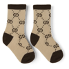 Gucci Baby Beige & Brown Gg Socks In 9764 Beige/dark Brow