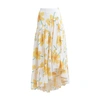 Marni Floral Scribble-print Asymmetric Tiered Maxi Skirt In Maize