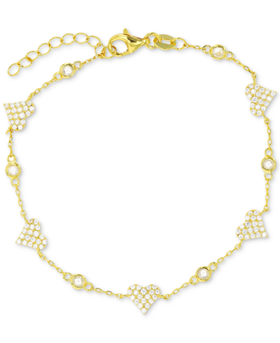 Macy's Cubic Zirconia Heart Cluster Chain Bracelet In Yellow