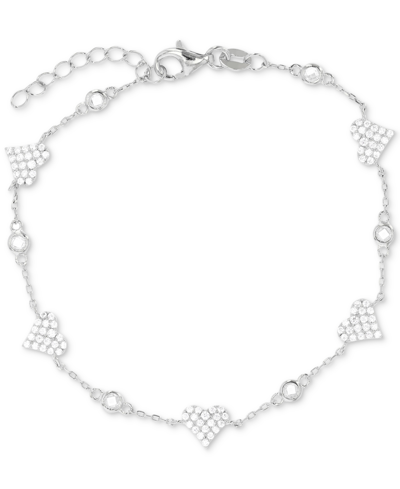 Macy's Cubic Zirconia Heart Cluster Chain Bracelet In White