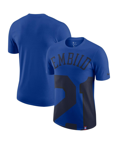 Nike Men's  Joel Embiid Royal Philadelphia 76ers Oversized Name And Number T-shirt