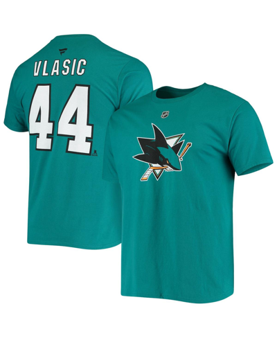 Fanatics Branded Marc-edouard Vlasic Teal San Jose Sharks Player Name And Number T-shirt