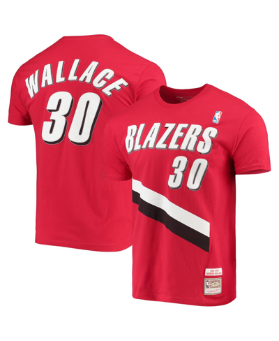 MITCHELL & NESS MEN'S MITCHELL & NESS RASHEED WALLACE RED PORTLAND TRAIL BLAZERS HARDWOOD CLASSICS PLAYER NAME AND N