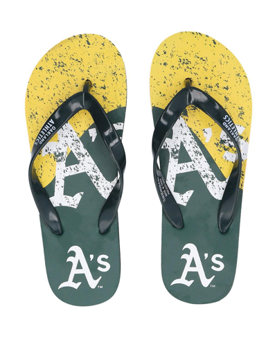 Foco Men's And Women's Oakland Athletics Big Logo Flip-flops In Green