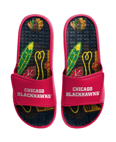 Foco Men's  Chicago Blackhawks Wordmark Gel Slide Sandals