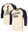Fanatics Men's Zion Williamson Cream, Navy New Orleans Pelicans Raglan 3/4 Sleeve T-shirt In Cream/navy