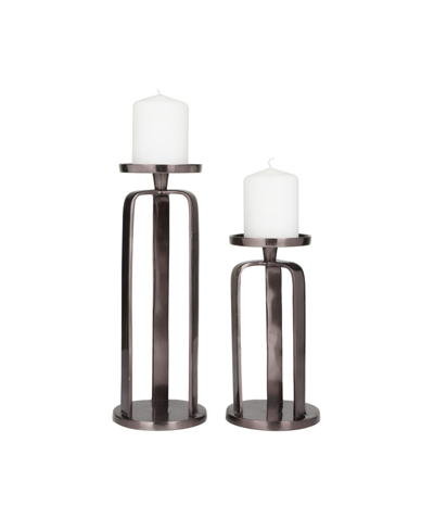 Cosmoliving By Cosmopolitan Modern Candle Holder, Set Of 2 In Black