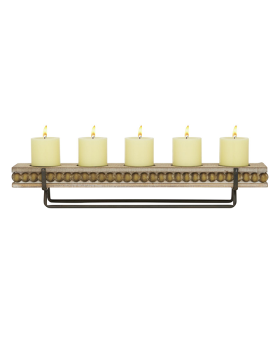 Rosemary Lane Wood Natural Candlestick Holders In Brown