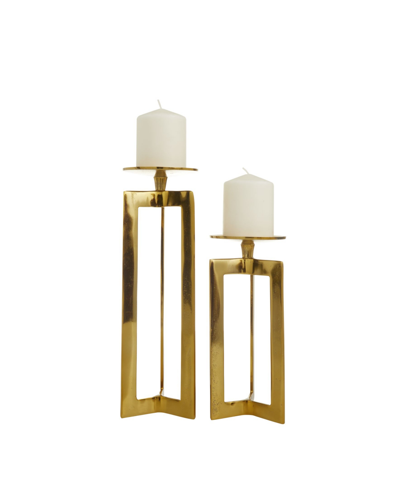 Cosmoliving Contemporary Candle Holder, Set Of 2 In Gold-tone