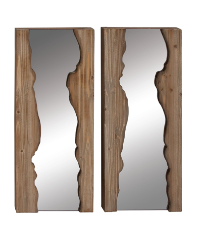 Rosemary Lane Wood Contemporary Wall Mirror, Set Of 2 In Brown