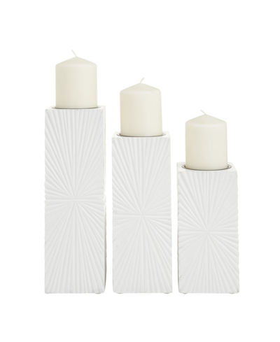 Cosmoliving By Cosmopolitan Mdf Contemporary Candle Holder, Set Of 3 In White