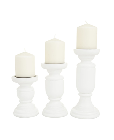 Rosemary Lane Mango Wood French Country Candle Holder, Set Of 3 In White