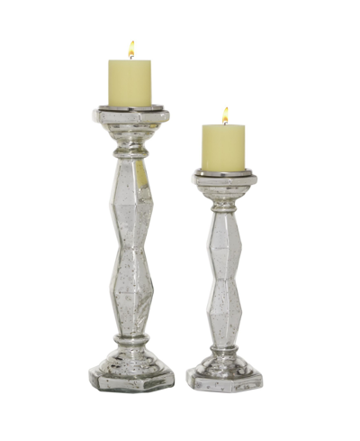 Rosemary Lane Glam Candle Holder, Set Of 2 In Silver-tone