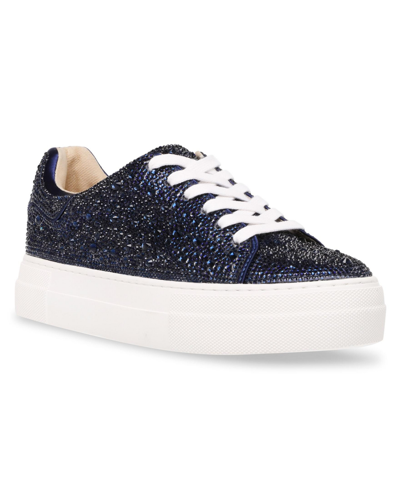 Betsey Johnson Women's Sidny Rhinestone Platform Sneakers In Navy