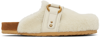 SEE BY CHLOÉ OFF-WHITE SHEARLING GEMA MULE LOAFERS