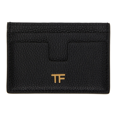 Tom Ford Black Grained Leather Card Holder In U9000 Black