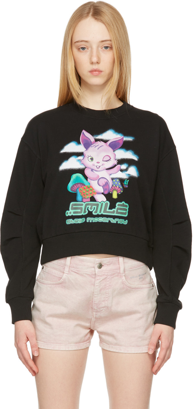 Stella Mccartney Smile Bunny Printed Organic Cotton And Lyocell-blend Jersey Sweatshirt In Black