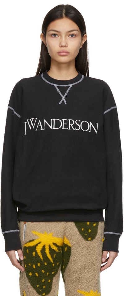 Jw Anderson Inside Out Logo刺绣卫衣 In Black