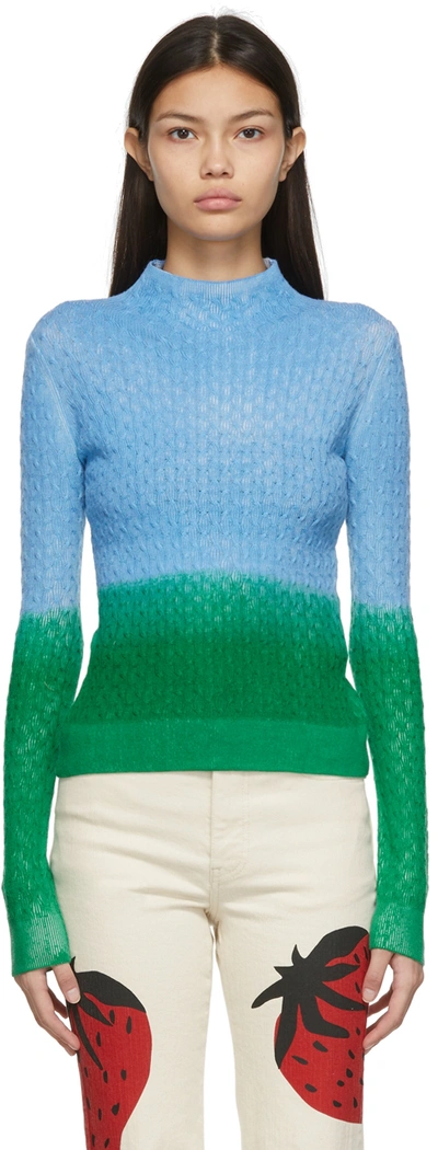 Jw Anderson Gradient Cable-neck Jumper In Blue