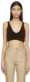 Nanushka Zosia Bouclé-knit Merino Wool-blend Bra Top In Brown