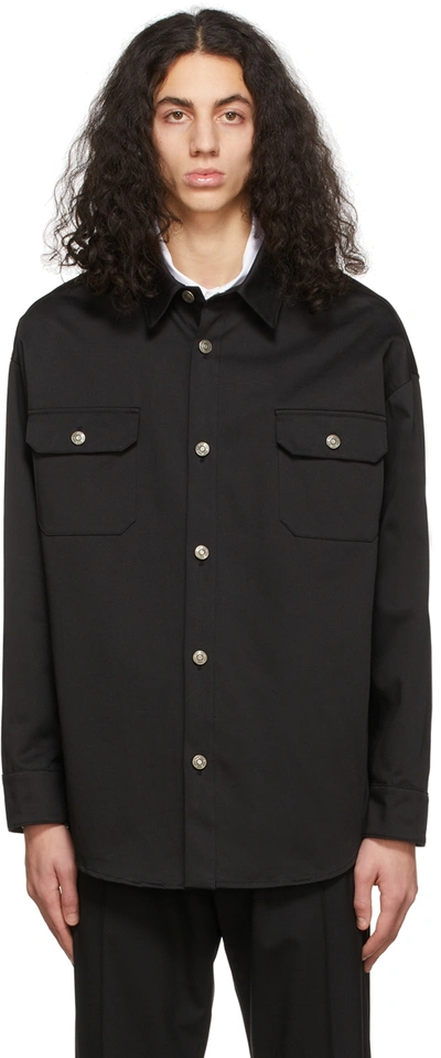 424 Button-down Fitted Shirt Jacker In Black