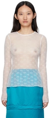 Bonbom White Mesh Long Sleeve T-shirt In White