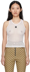 Bonbom White Mesh Tank Top In Ivory
