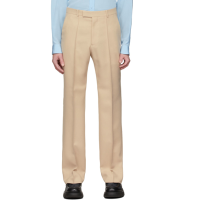 Gucci Pintucked Drill Trousers In Beige