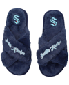 Foco Women's  Seattle Kraken Script Cross Slide Slippers In Blue