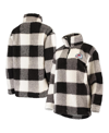 G-iii 4her By Carl Banks Women's  Black, White Pittsburgh Penguins Plaid Sherpa Quarter-zip Jacket In Black/white