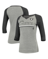 OUTERSTUFF WOMEN'S JUNIORS DEREK CARR HEATHERED GRAY AND BLACK LAS VEGAS RAIDERS OVER THE LINE PLAYER NAME AND 