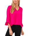 Cece Puff-sleeve V-neck Top In Aurora Pin