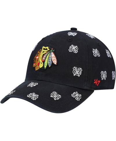 47 Brand Women's '47 Black Chicago Blackhawks Confetti Clean Up Adjustable Hat