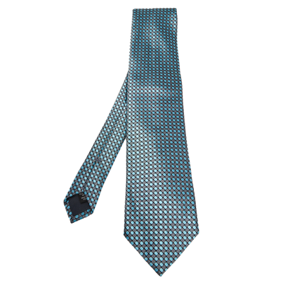 Pre-owned Ermenegildo Zegna Blue Patterned Silk Jacquard Tie